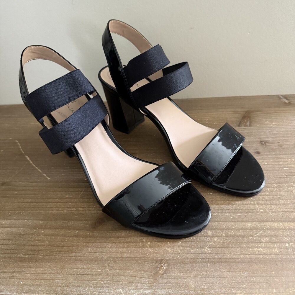 Bandolino Dalia Black Strappy Block Heel Open Toe Sandal 8.5